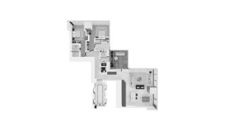 Планировка квартиры 2 спальни в ЖК Waldorf Astoria Residences № 11007